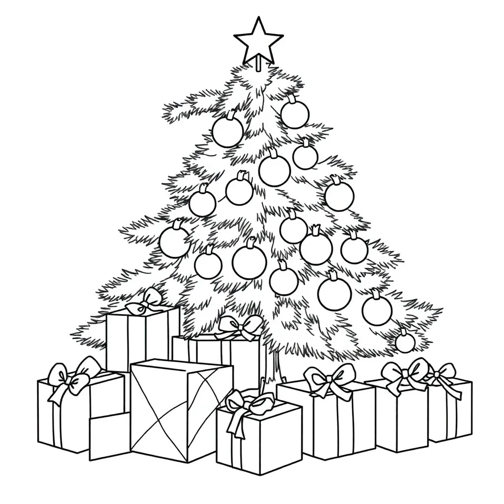 Kerstboom Met Cadeautjes coloring page for children