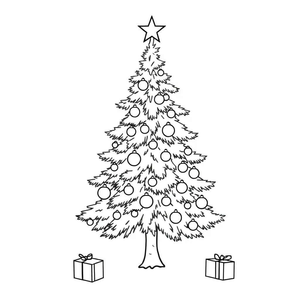 Kerstboom Sneeuw Feestdagen Kerst Seizoenen coloring page for children