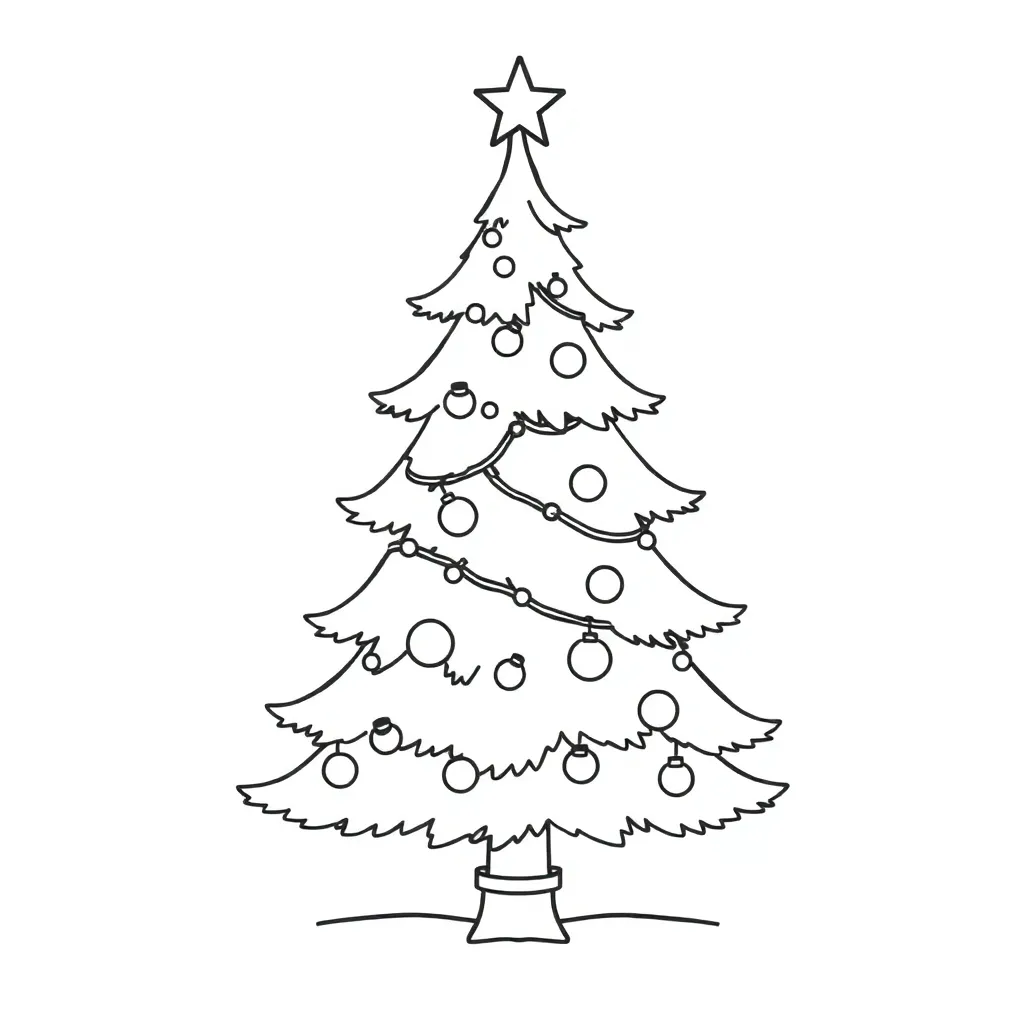 Kerstboom Sneeuw Feestdagen Seizoenen Kerst coloring page for children