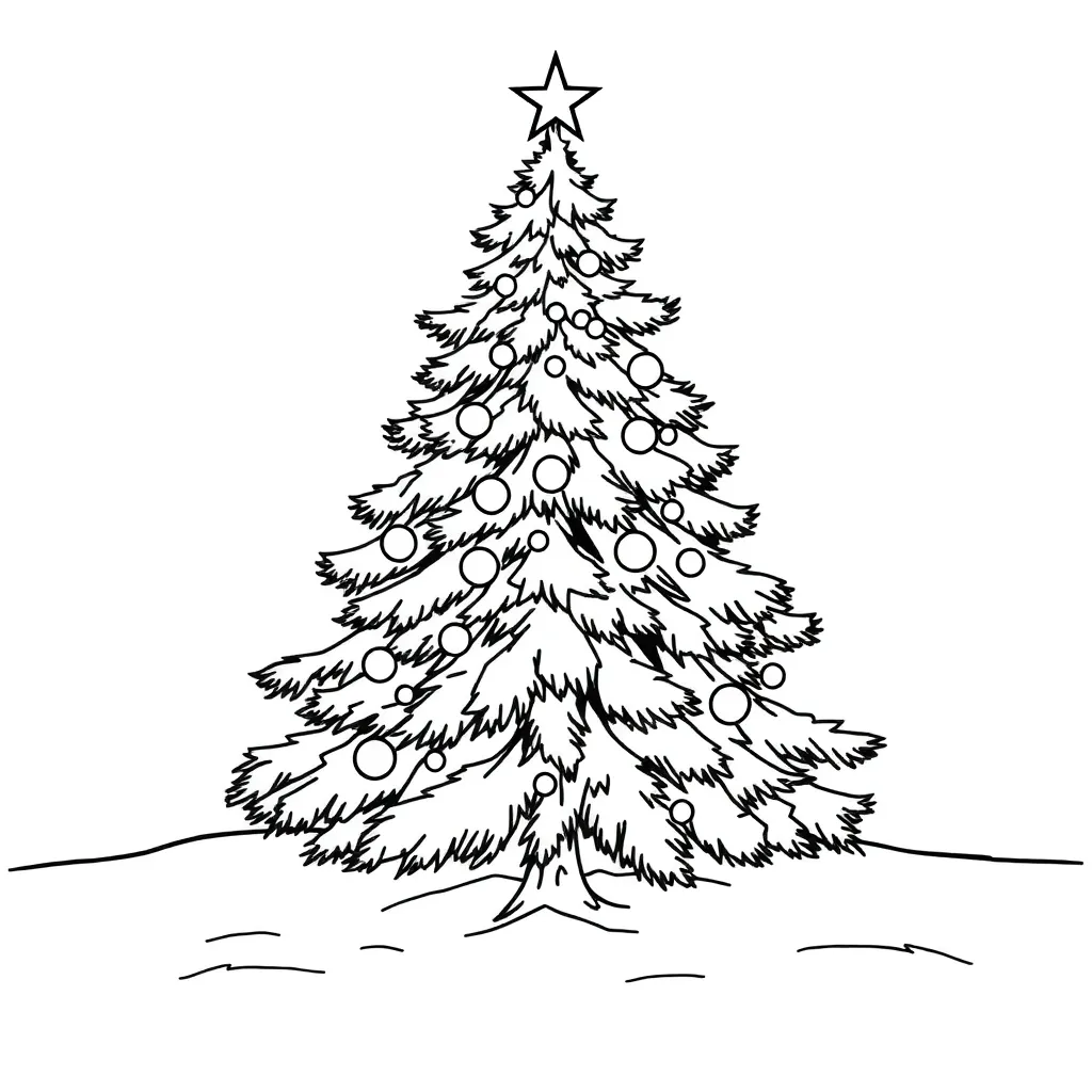 Kerstboom Sneeuw Feestdagen Seizoenen Winterlandschap coloring page for children