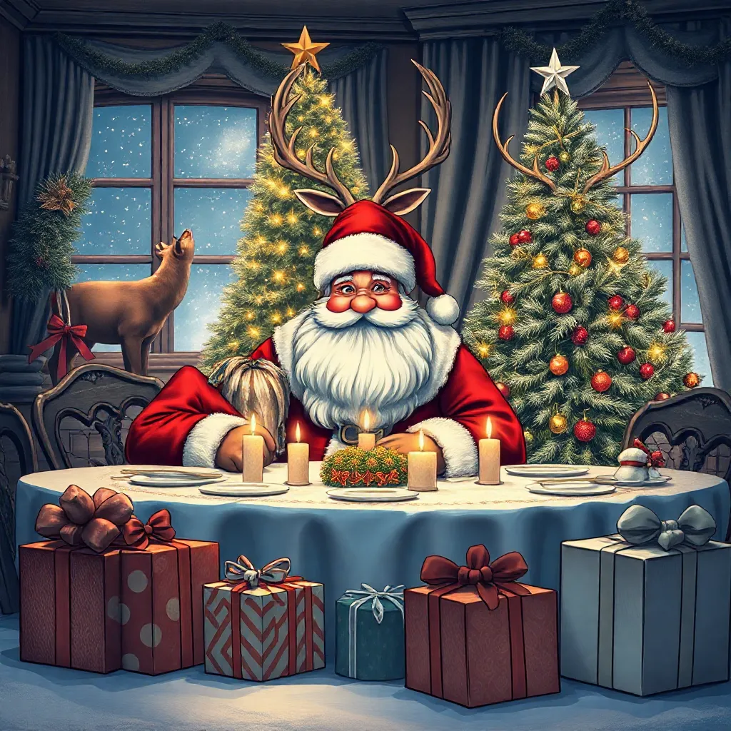 kerstdiner kleurplaat voor kinderen