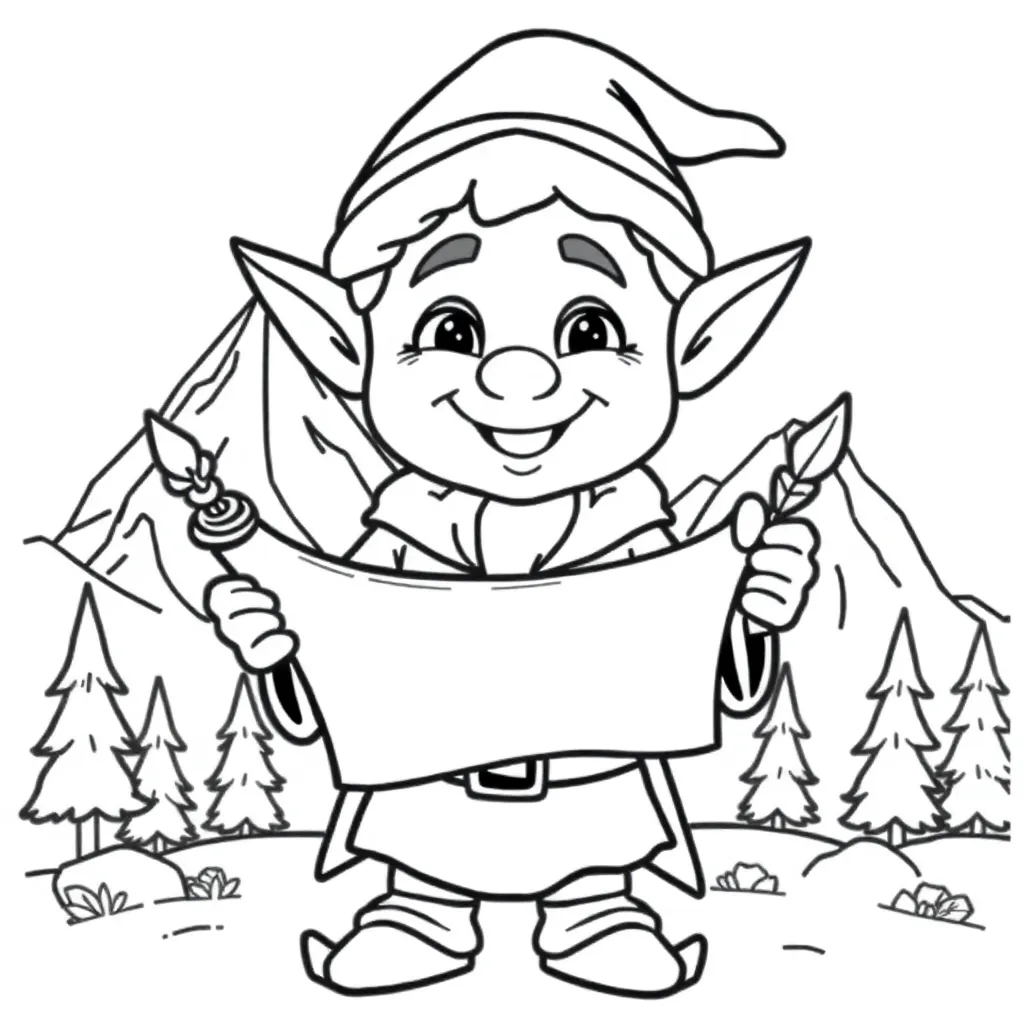 Kerstelf Schattig Vriendelijk Magisch Seizoensgebonden coloring page for children