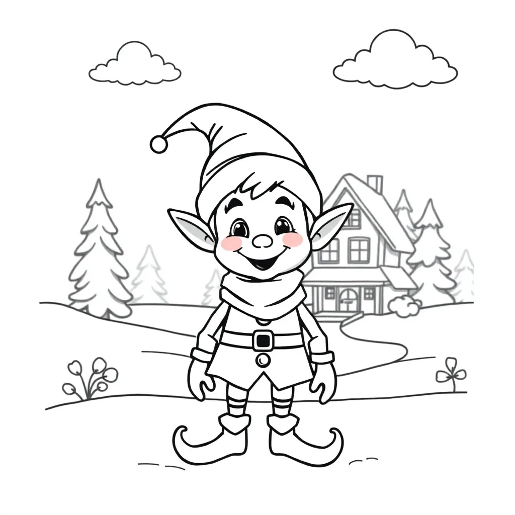 Kerstkabouter coloring page for children