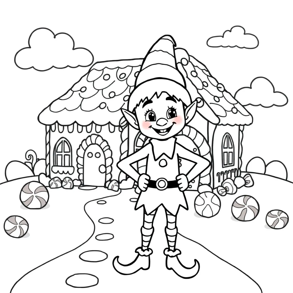 Kerstkabouter coloring page for children