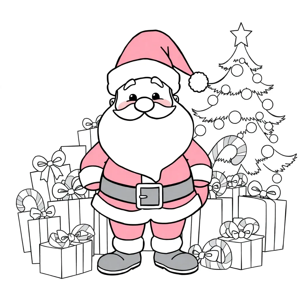 Kerstkabouter Met Cadeaus coloring page for children