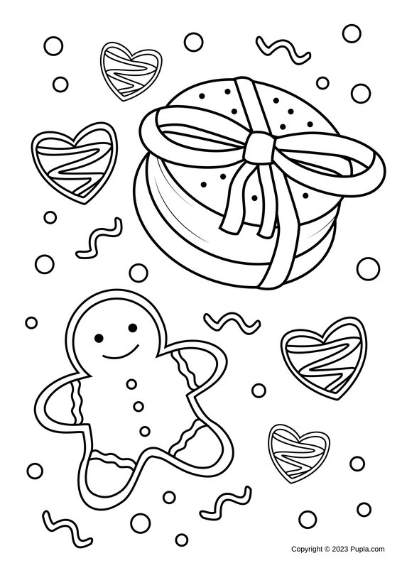 Kerstkoekjes coloring page for children