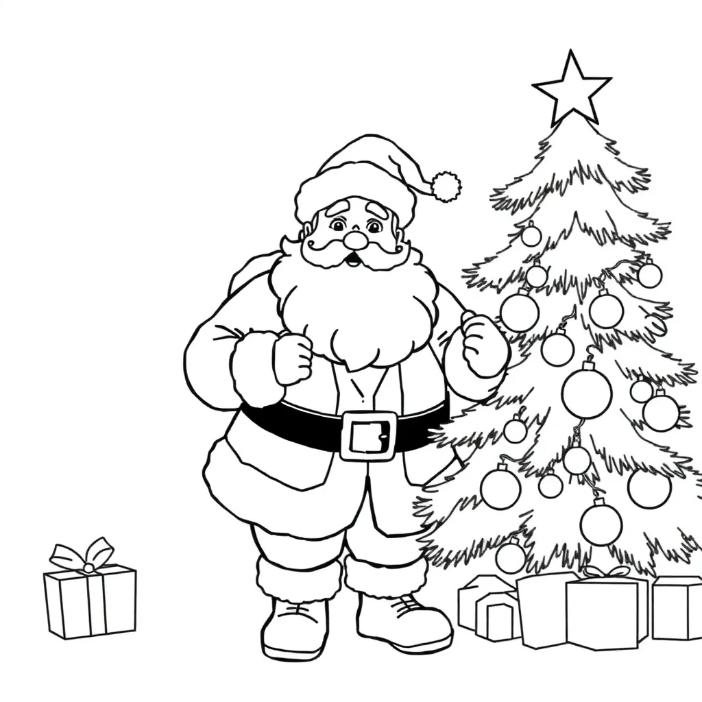 Kerstman Kerstboom Feestdagen Kerst Seizoenen coloring page for children