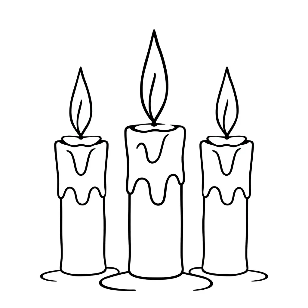 Kerstmis Kaarsen Feestelijk Eenvoudig Creatief coloring page for children
