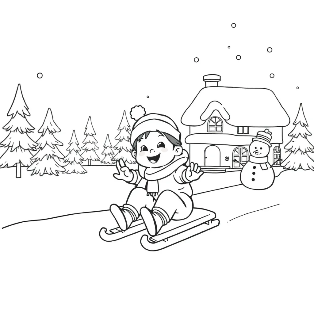 Kerstsleetje coloring page for children