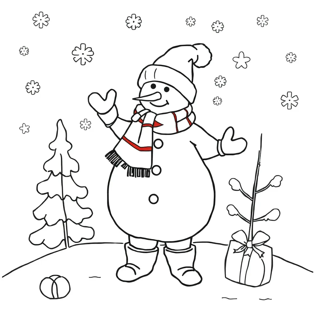 Kerstsneeuwman Feestdagen Kerst Seizoenen Winterpret coloring page for children