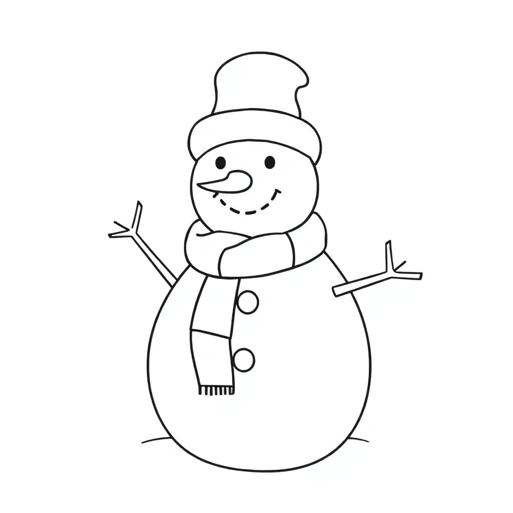 Kerstsneeuwman Feestdagen Kerst Seizoenen Winterpret coloring page for children