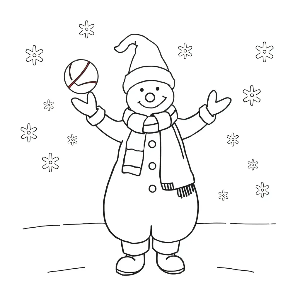 Kerstsneeuwman Feestdagen Winter Schattig Kleurrijk coloring page for children