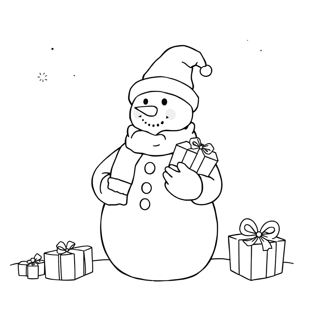 Kerstsneeuwman Feestdagen Winterseizoen Gezellig Kleurrijk coloring page for children