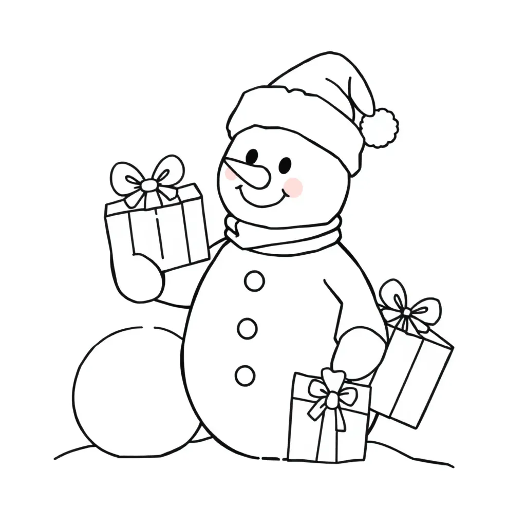 Kerstsneeuwman Kleurplaat Tekening Knutselen coloring page for children