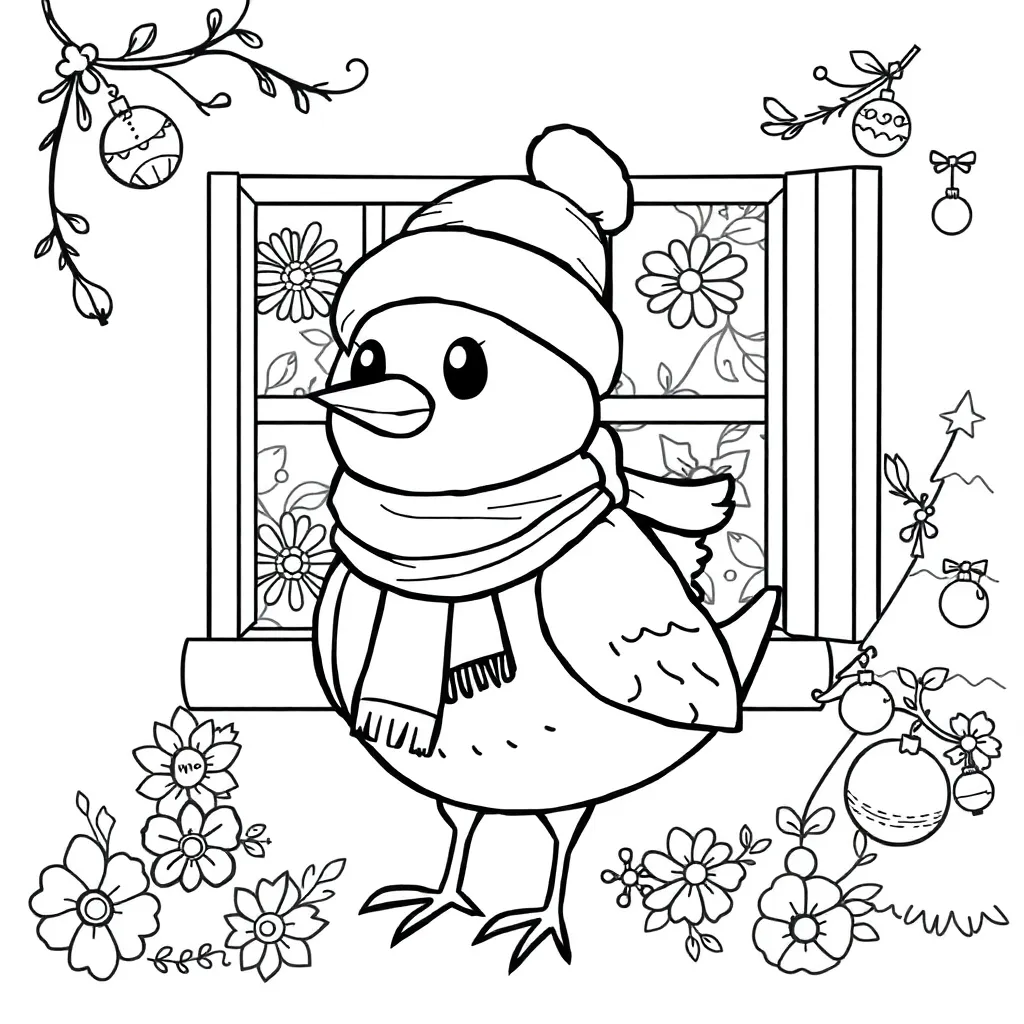 Kerstvogel coloring page for children
