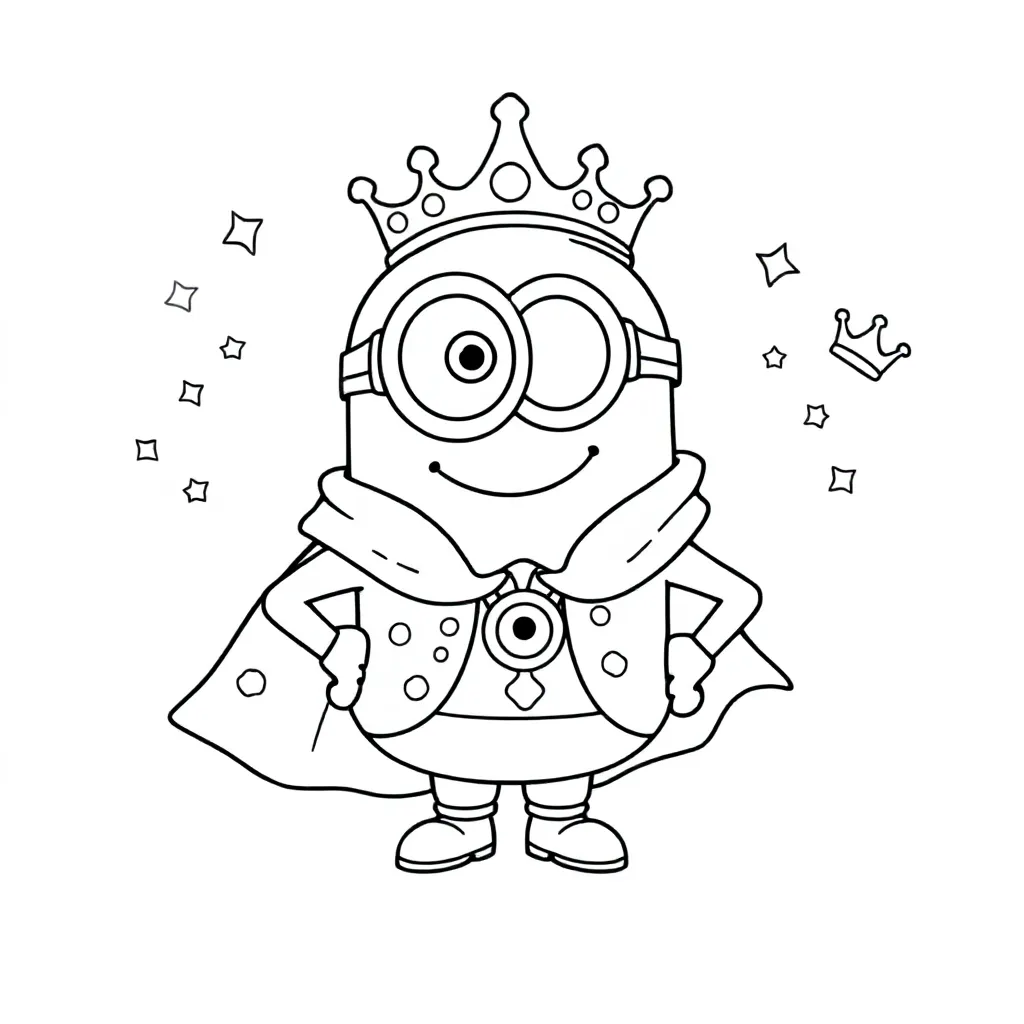 King Bob Minion Met Een Oog En Cape coloring page for children