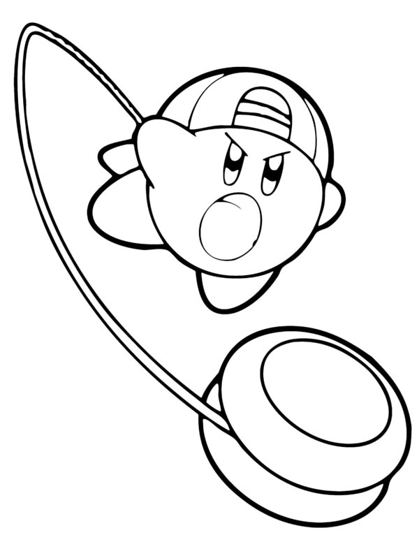 Kirby Jugando Con El Yo Yo coloring page for children