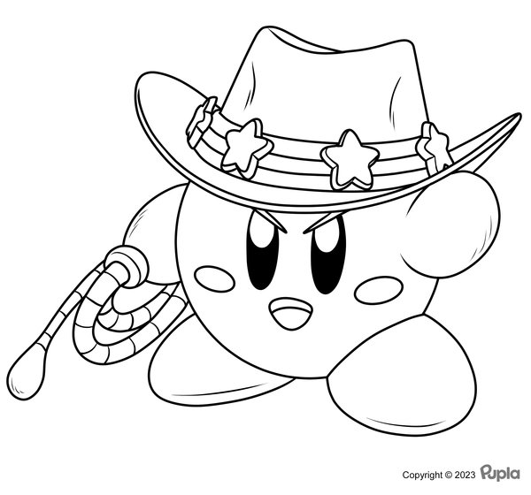 Kirby Met Cowboyhoed En Lasso coloring page for children