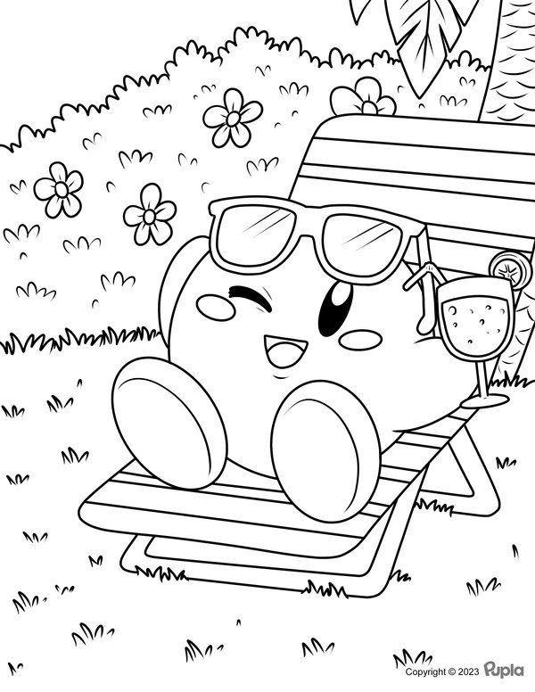 Kirby Ontspant In De Zon coloring page for children