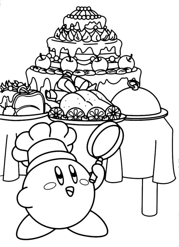 Kirby Verkleed Chefkok coloring page for children