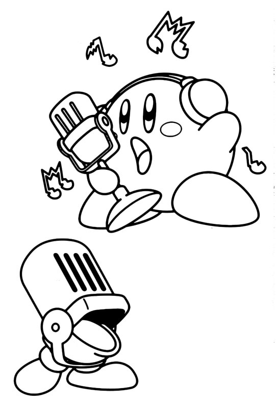 Kirby Zingt Microfoon coloring page for children