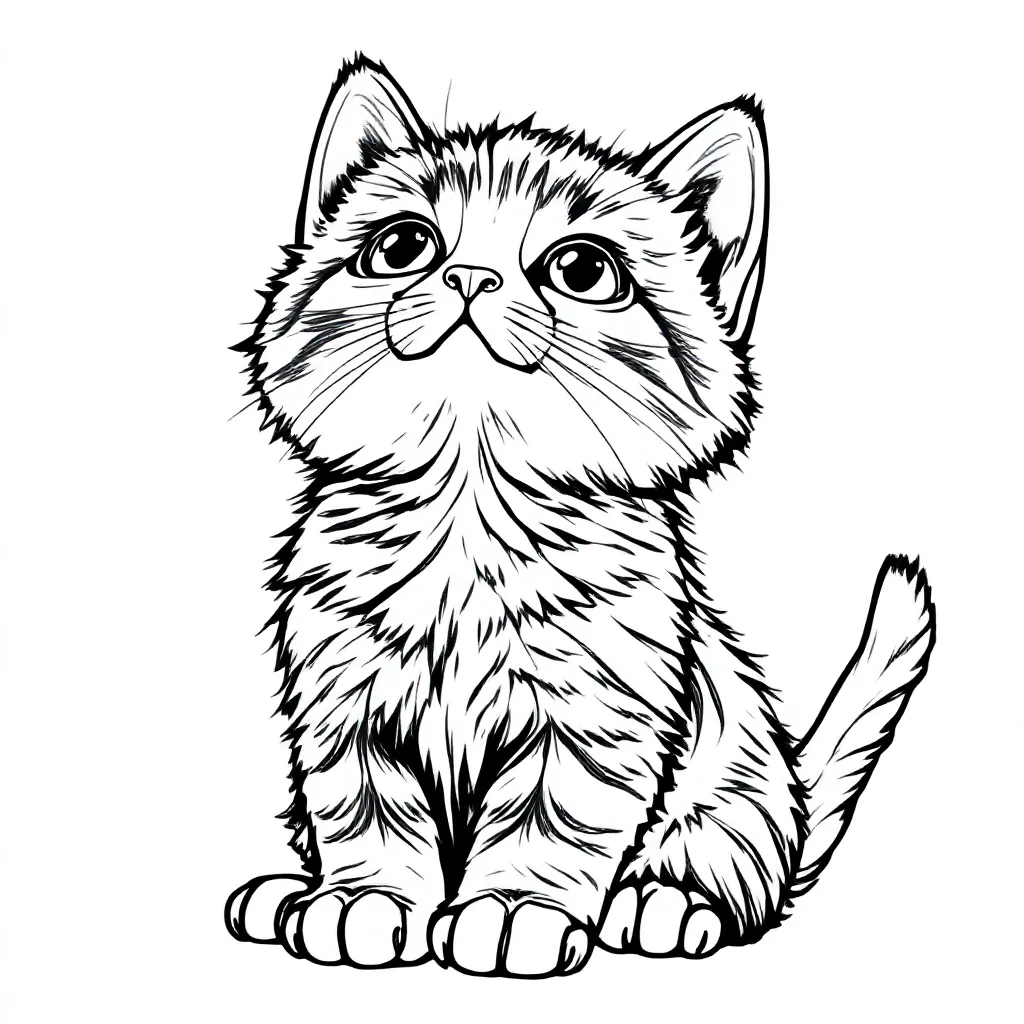 Kitten Die Omhoog Kijkt coloring page for children