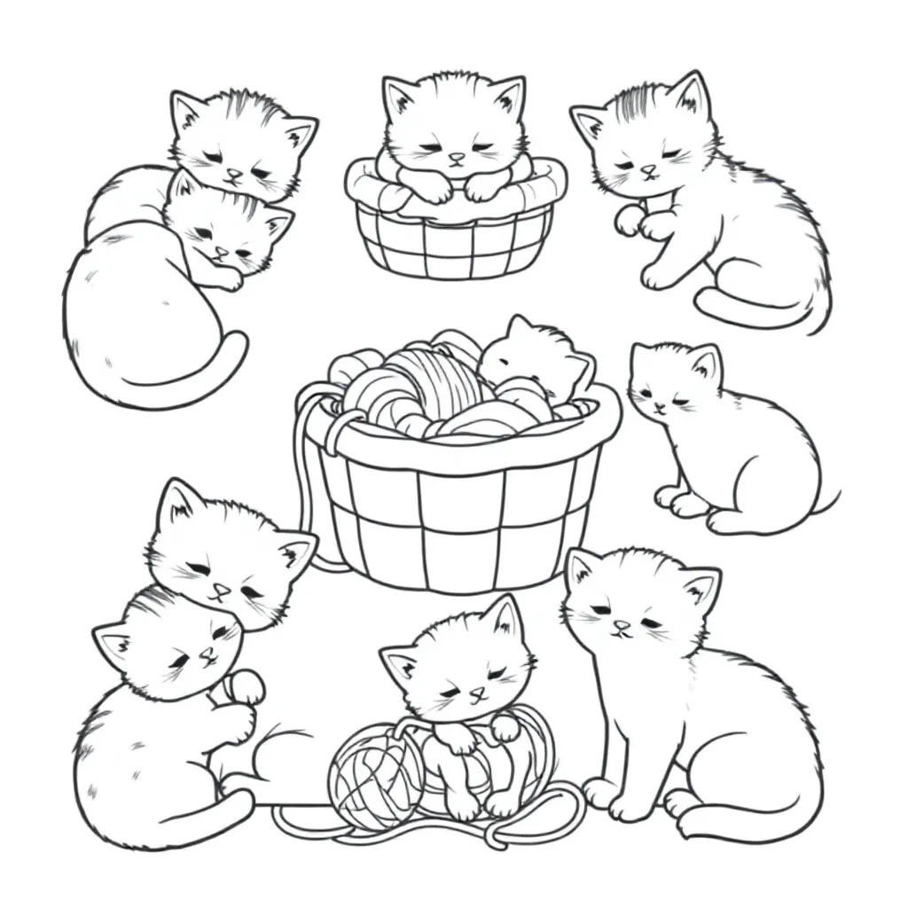 Kitten En Katten Kleurplaat coloring page for children