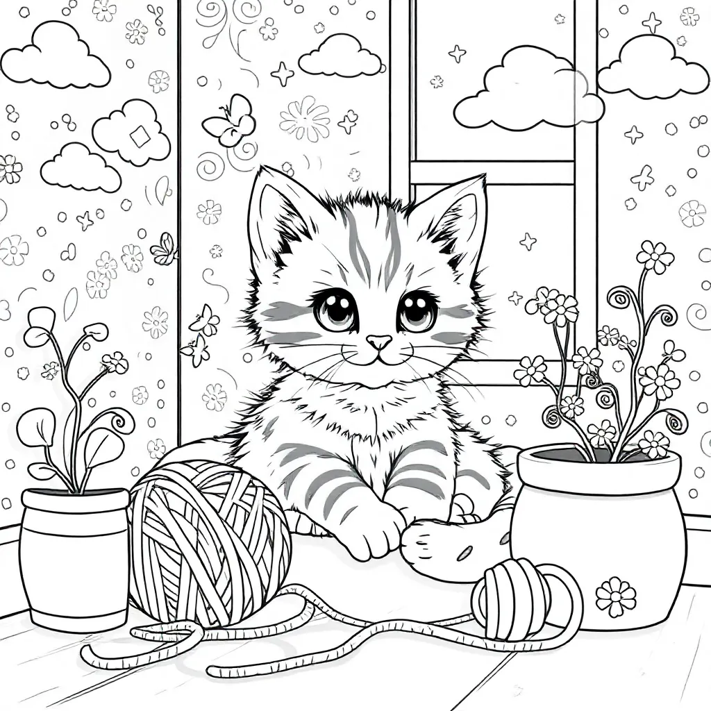 Feuille de coloriage Chaton Gratuite Feuille de coloriage pour Enfants