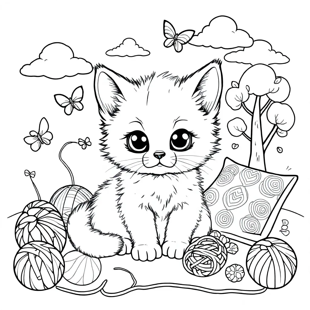 Feuille de coloriage Chaton Gratuite Feuille de coloriage pour Enfants
