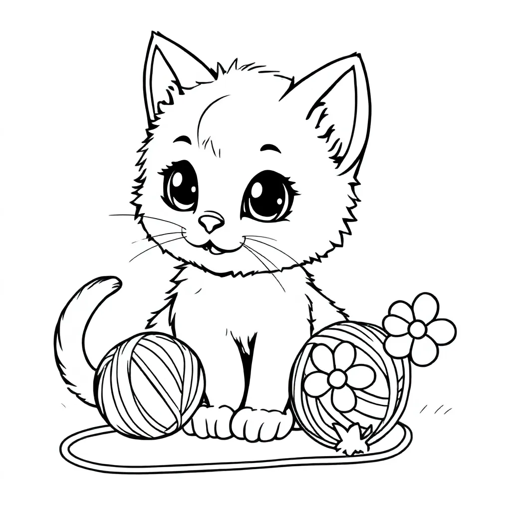 Kitten coloring page for children