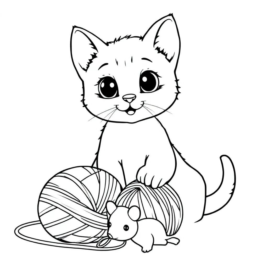 Kitten coloring page for children