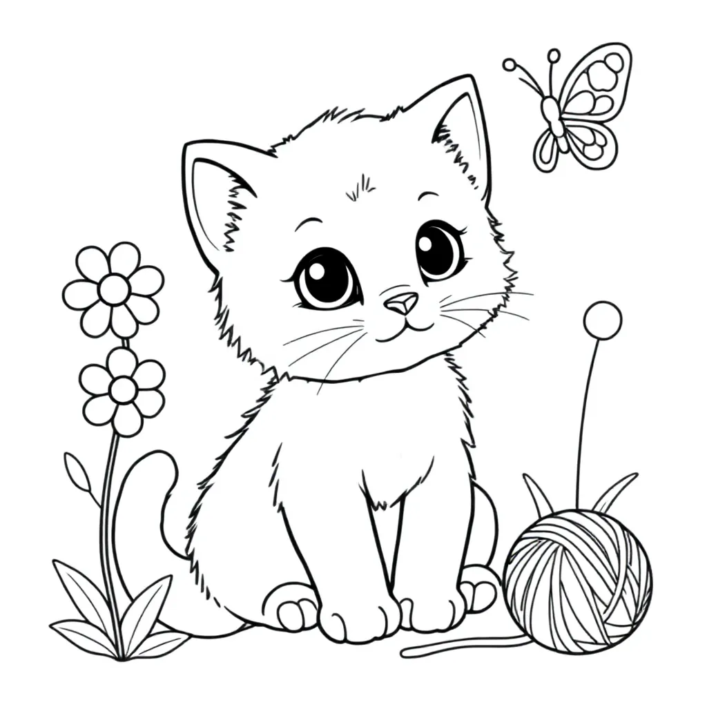 Kitten coloring page for children