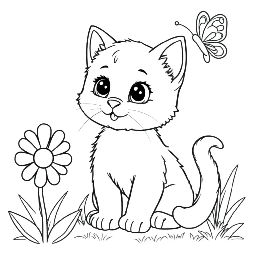 Kitten coloring page for children