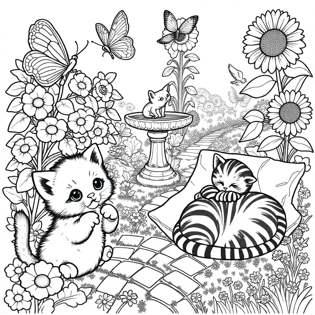 kittens kleurplaat voor kinderen