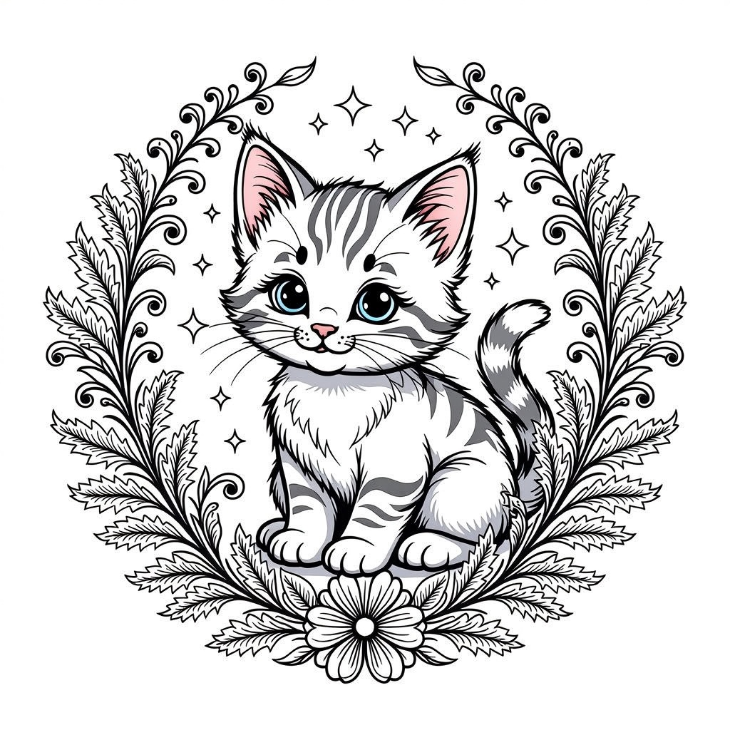 kittentje coloring page for children