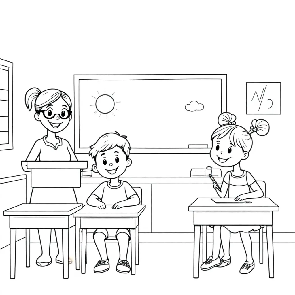 Klaslokaal Met Kinderen coloring page for children