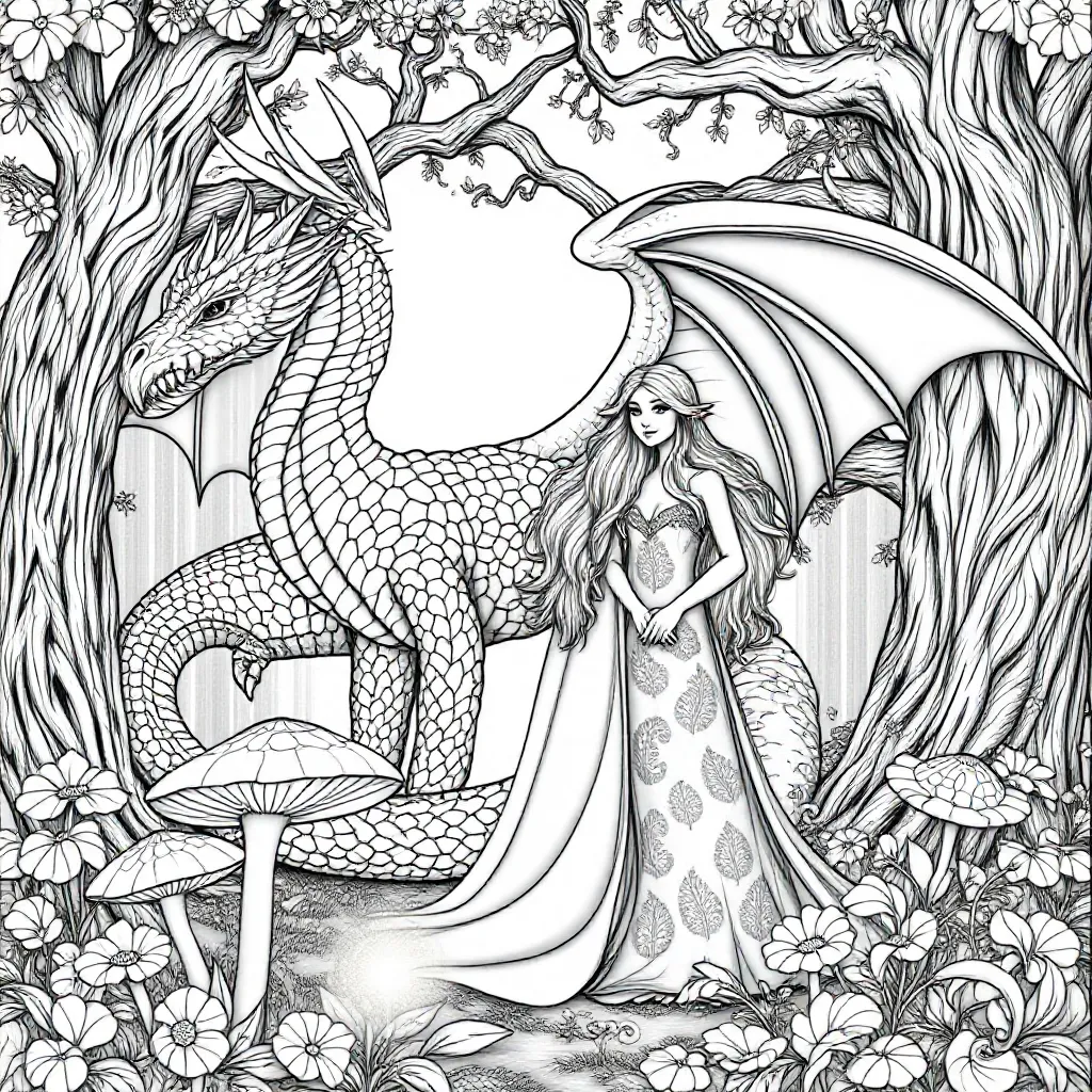 Kleurplaat Draak Met Anne Stokes Elf coloring page for children