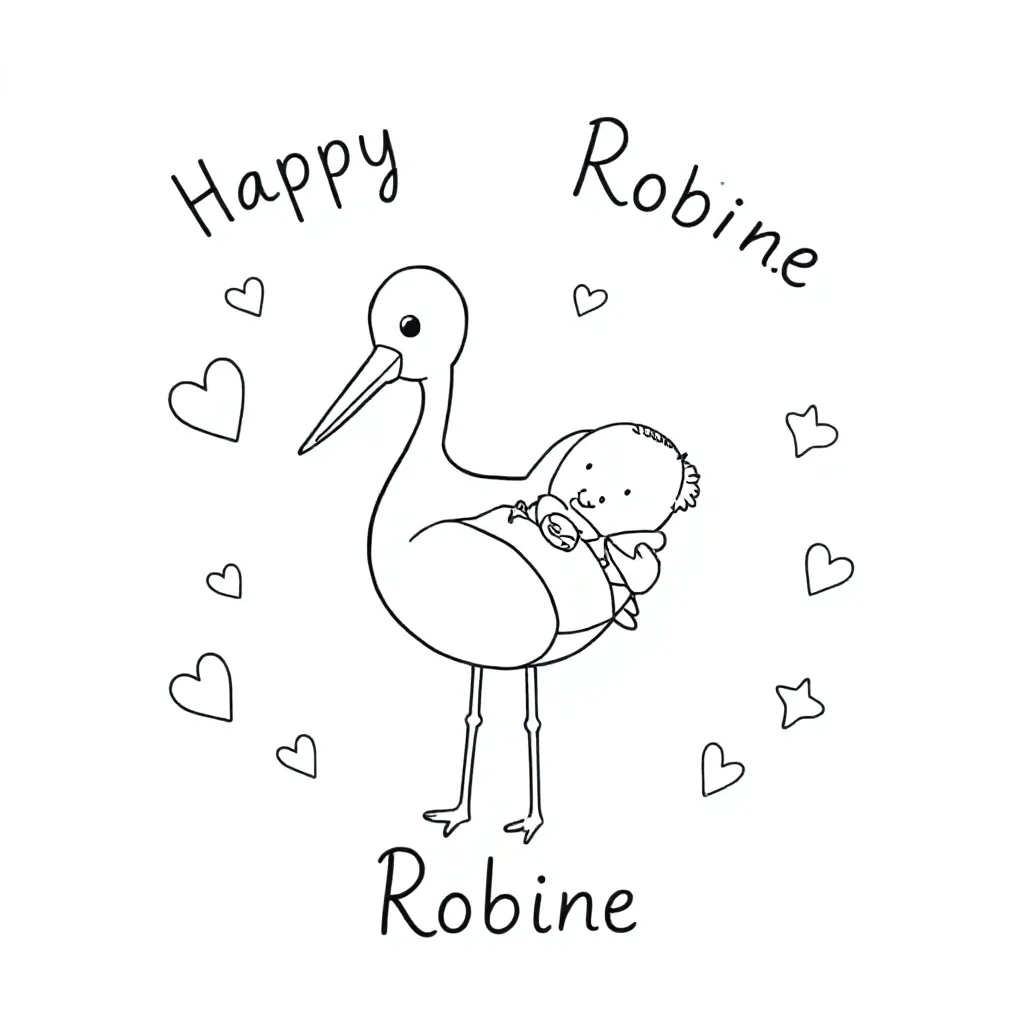 kleurplaat geboorte meisje Robine coloring page for children