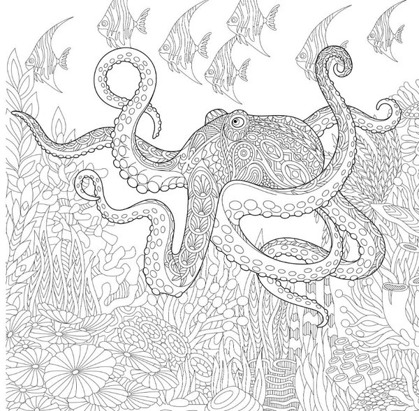 Adultos Pulpo coloring page for children