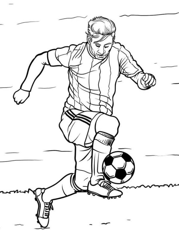 Lionel Messi Regateando Con El Balon coloring page for children