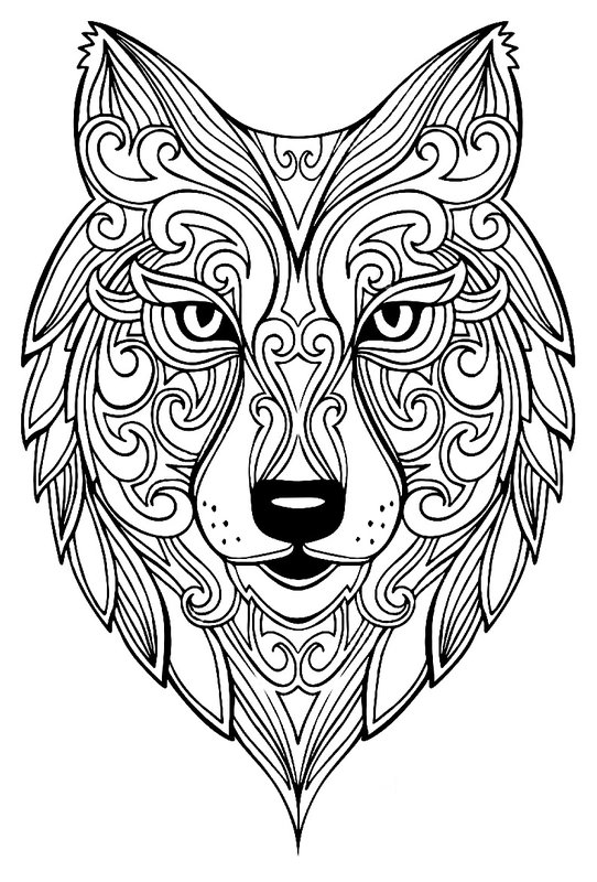 Tête de loup Zentangle Adultes coloring page for children