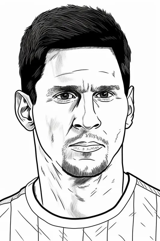 Lionel Messi Headshot Realistisch coloring page for children