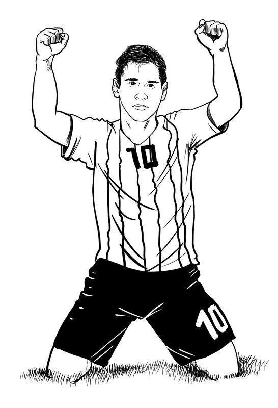 Lionel Messi jubelt für Argentinien coloring page for children