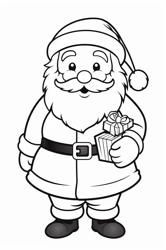 Der Weihnachtsmann bringt die Geschenke coloring page for children