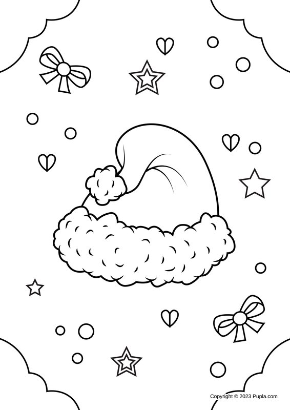 Weihnachtsmann-Mütze coloring page for children