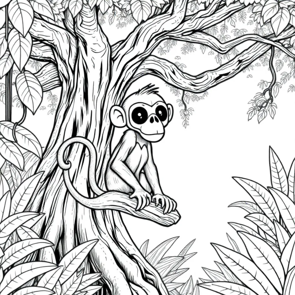 Doodskop Aap In De Jungle coloring page for children