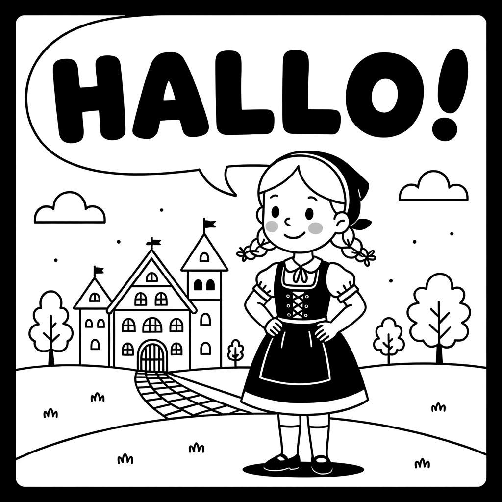 Duitsmeisje coloring page for children