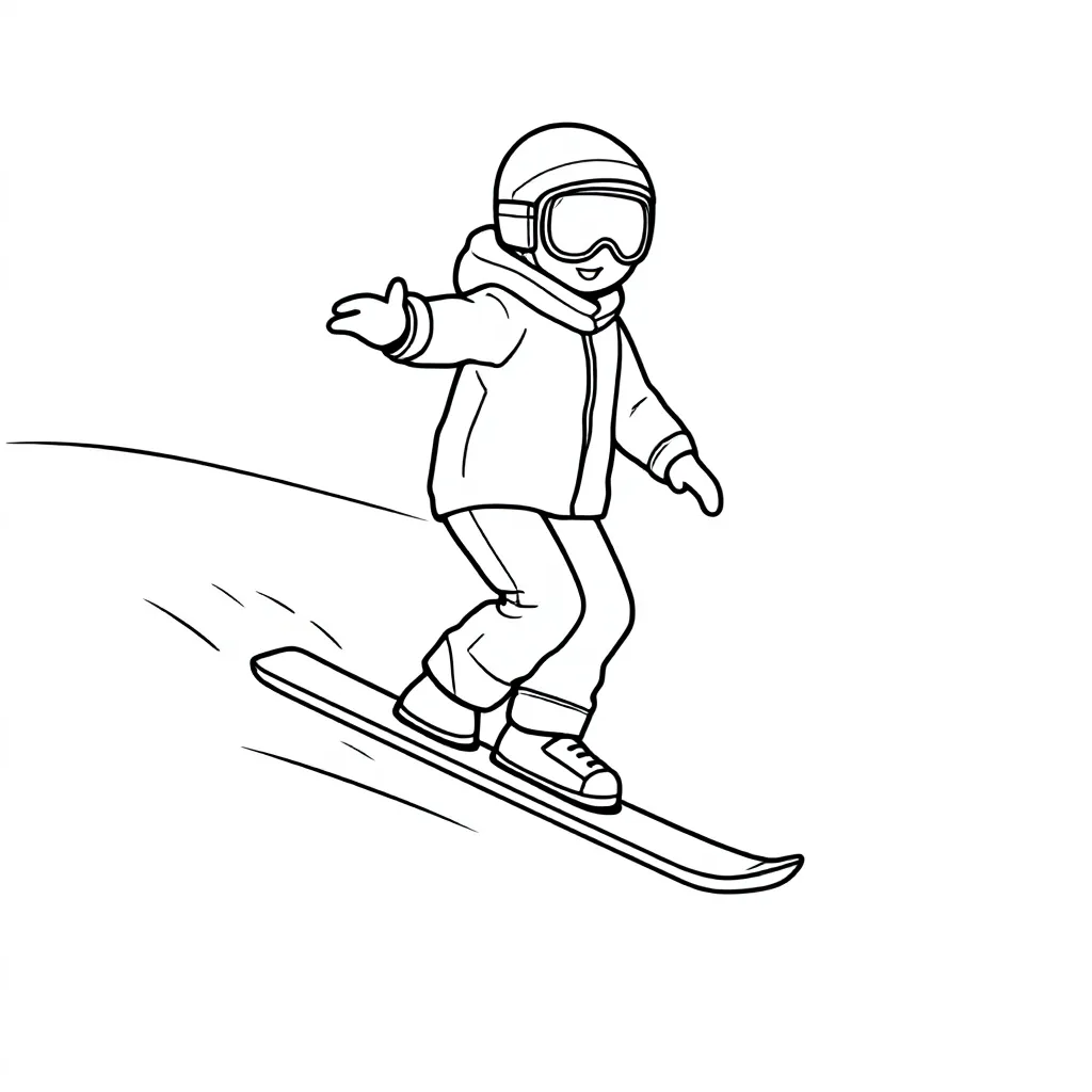 Een Minimalistische Style Van Snowborder coloring page for children