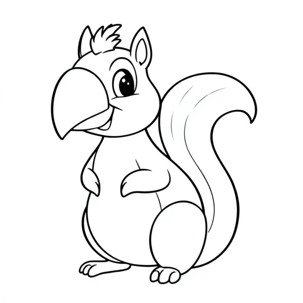 ekorn  met  papegaaien    hooft coloring page for children