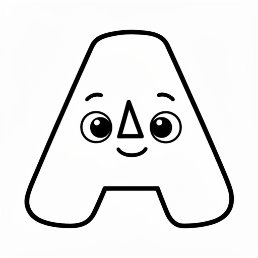 Alphabet lore letter A coloring page for children